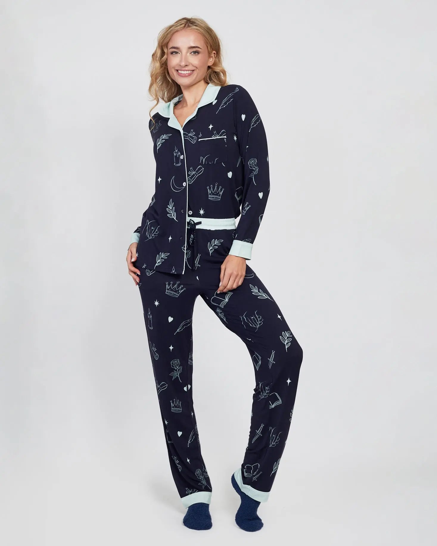 Starlaced Slumber (Navy) Full-Length | Romantasy Bookish Pyjamas (Preorder) Slumber & Sorcery