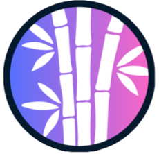 Circular logo with bamboo design on a white background